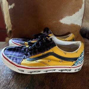 Vans Yellow and Purple Plaid Sneakers